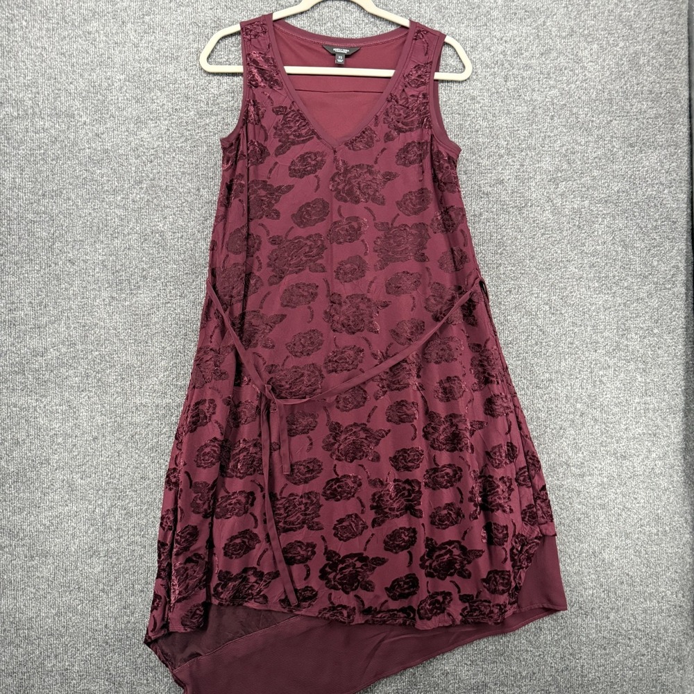 Simply Vera Wang Dress XS Maroon Burnout Velvet Floral Fairy Grunge‎ Whimsigoth